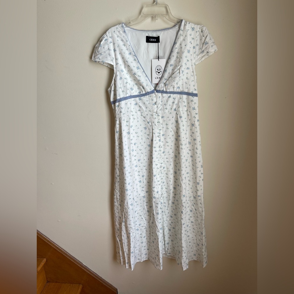 Cider white floral V-neck midi dress Bohemian Western Size Large - Picture 3 of 8